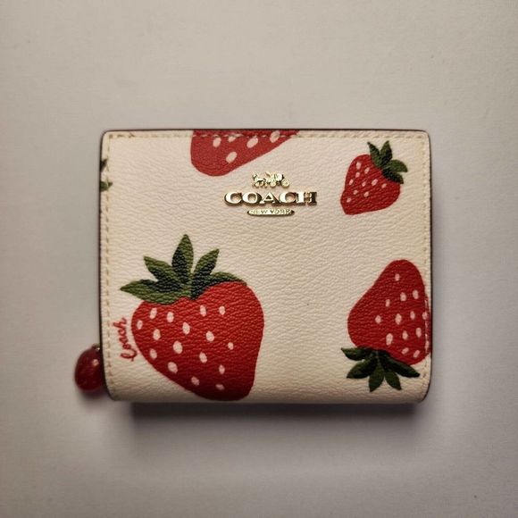 Coach Handbags - NWT Coach CH539 Snap Wallet Wild Strawberry Print in Chalk Multi